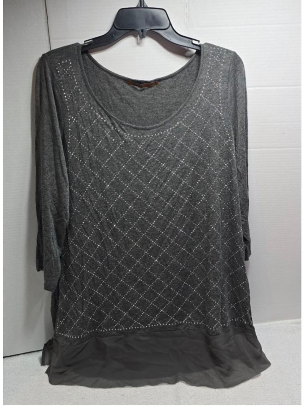 Women's Belldini Gray Tunic Top with Silver Embellishments XL